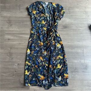 Floral Print Mini Dress - Blue and Yellow